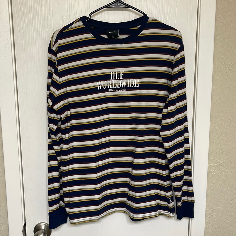Huf Worldwide mens long sleeve cotton striped shirt